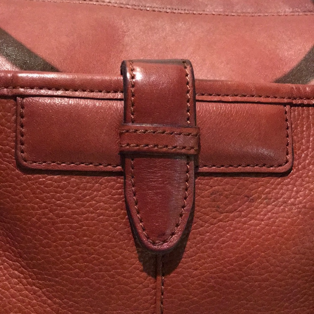 LC Liz Claiborne Brown Cowhide Leather Satchel - Picture 2 of 15